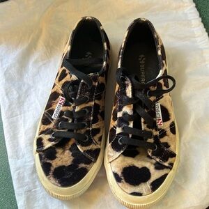 Superga Velvet Animal Print Sneakers